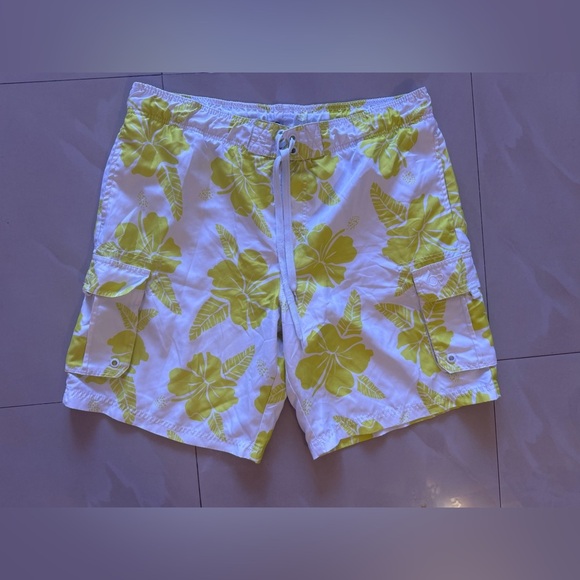 Op Ocean Pacific Drawstring Boardshorts Swim Trunks Men White L/G (36-38) - Picture 12 of 14